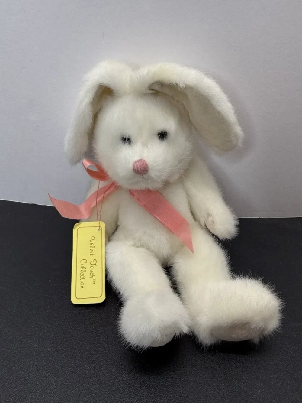 Vintage Jerry Elsner Velvet Touch White Bunny Rabbit Stuffed Hippity Hoppity